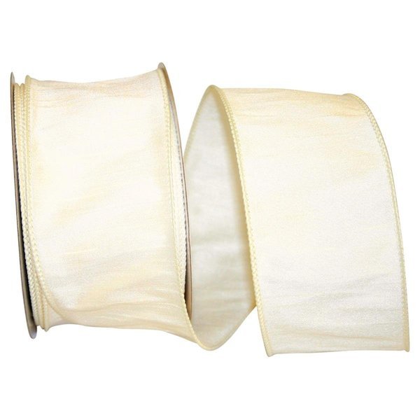 20.5 in. 20 Yards Dupioni Supreme Wired Edge Ribbon, Ivory, Actividad, Mfr#: AC2645953